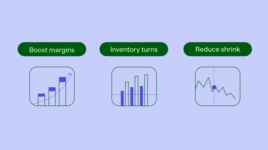 Screenshot A tripic of three stat illustrations from an animated corporate video