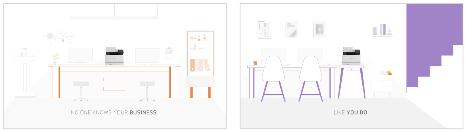 Canon Animated Explainer Video Boards storyboard with office desks