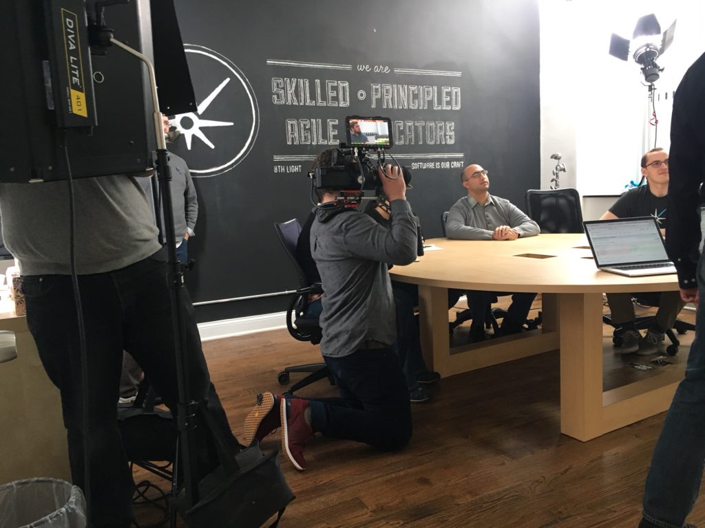 8th Light BTS in Chicago for Video Production behind the scenes with a chicago video company filming a testimonial